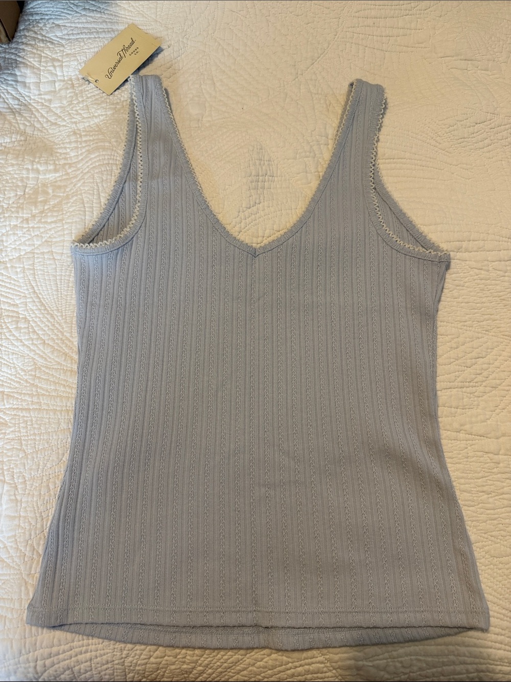 Universal Thread Light Blue Ribbed V-Neck Tank - Picture 4 of 4
